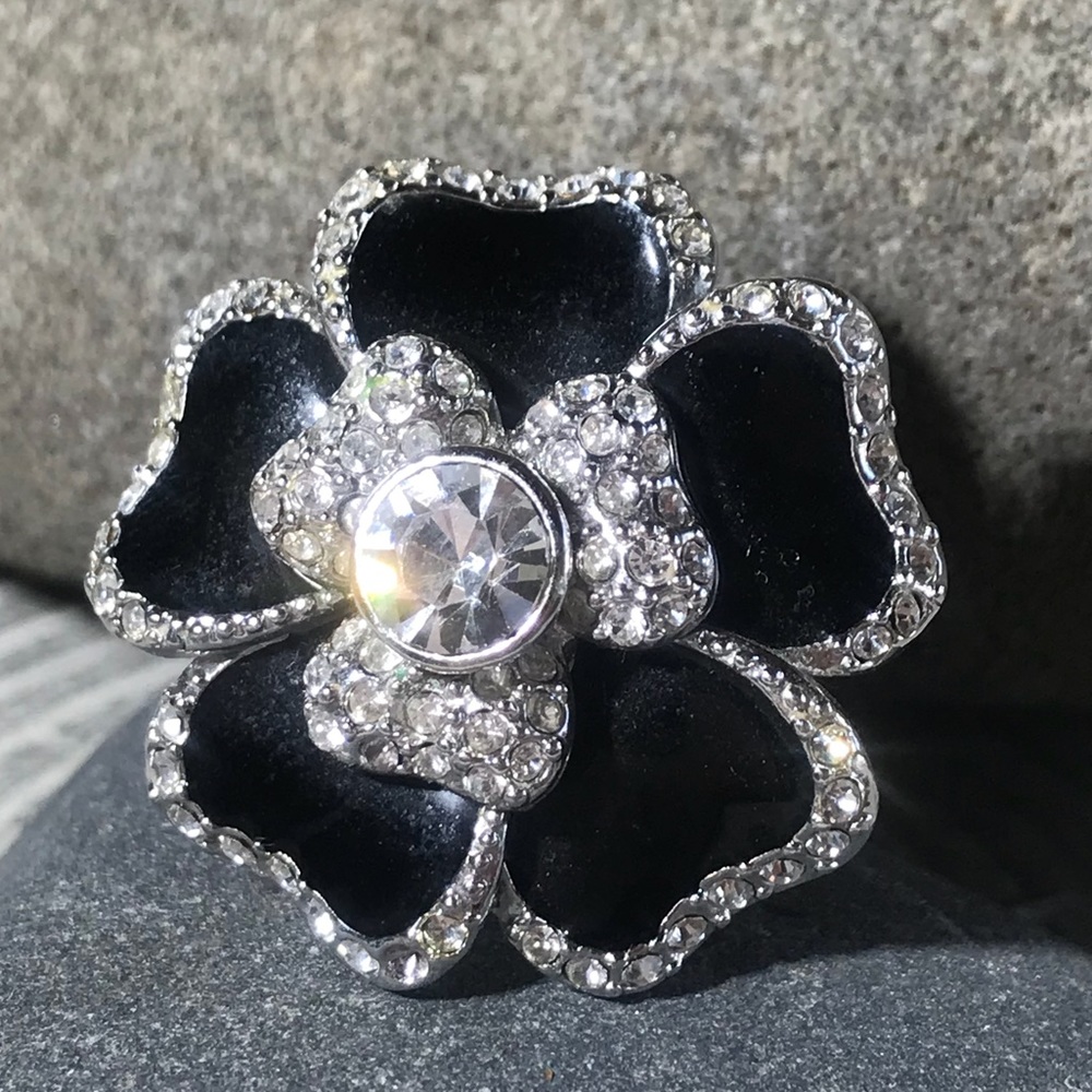 Gorgeous over sized black rhinestone ring.